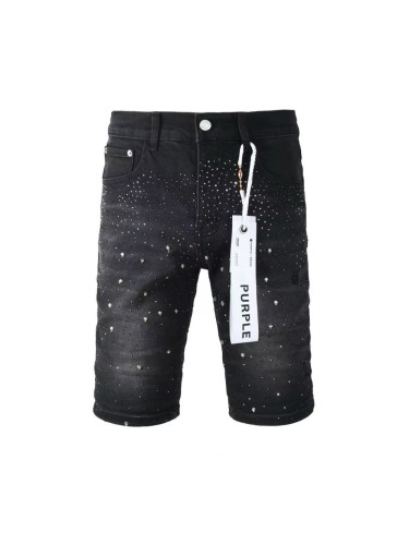 1:1 quality version Full Black Rhinestone Denim Shorts 28972582