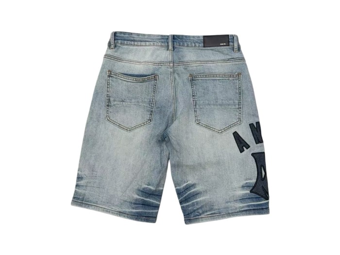 1:1 quality version Letter Pattern Embroidered Line Denim Shorts 28972420