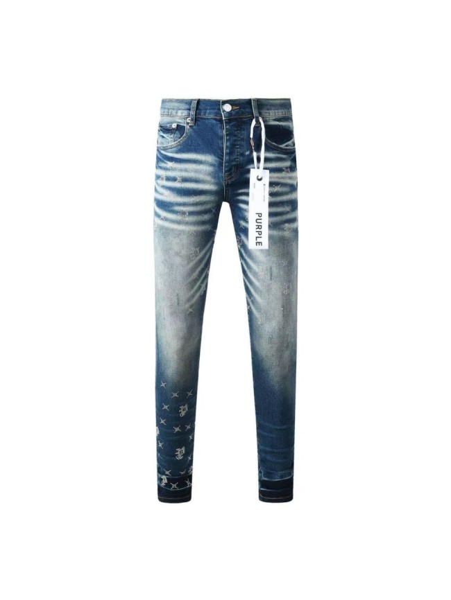 1:1 quality version  Star Rhinestone Cross Pattern Stacked Washed Jeans 28972585