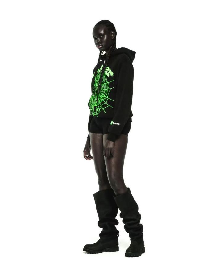 [Big & Tall for weights up to 220 lbs]1:1 quality version Green Letter Rhinestone Zipper Print Hoodie 28971640