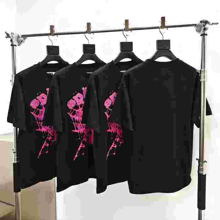 [Big & Tall for weights up to 220 lbs]1:1 quality version Rhinestone Pink Letter Pink Mesh Print Tee 28971639