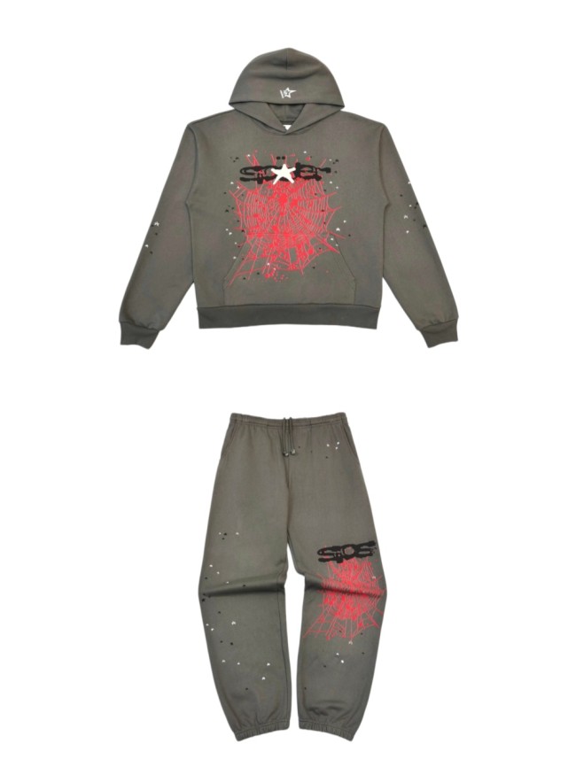 [Big & Tall for weights up to 220 lbs]1:1 quality version White Starfish Red Net Print Hoodie & Pants Set 28974023
