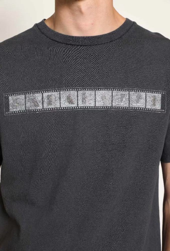 [Big & Tall for weights up to 260 lbs]1:1 quality version Film Drill Letter Print Washed Tee 28974022