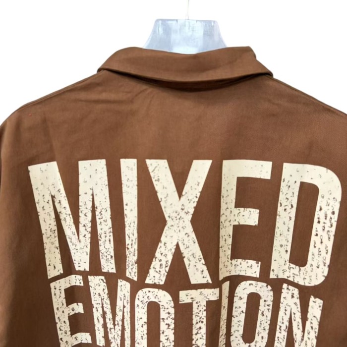 Wing Print Zip-Up Shirt Zip-Up Brown Cotton Oversized Shirt 2 colors 28977953