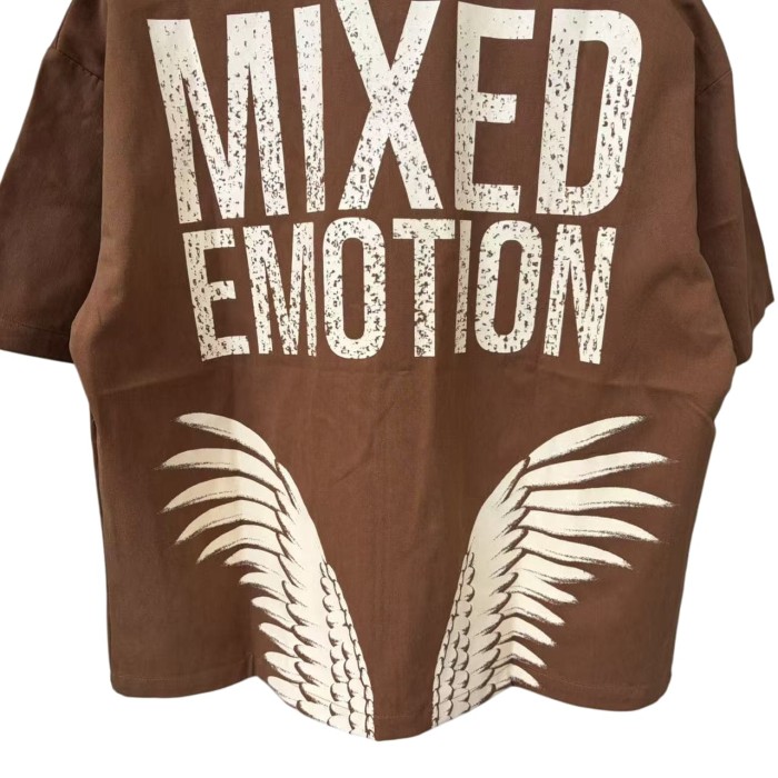 Wing Print Zip-Up Shirt Zip-Up Brown Cotton Oversized Shirt 2 colors 28977953