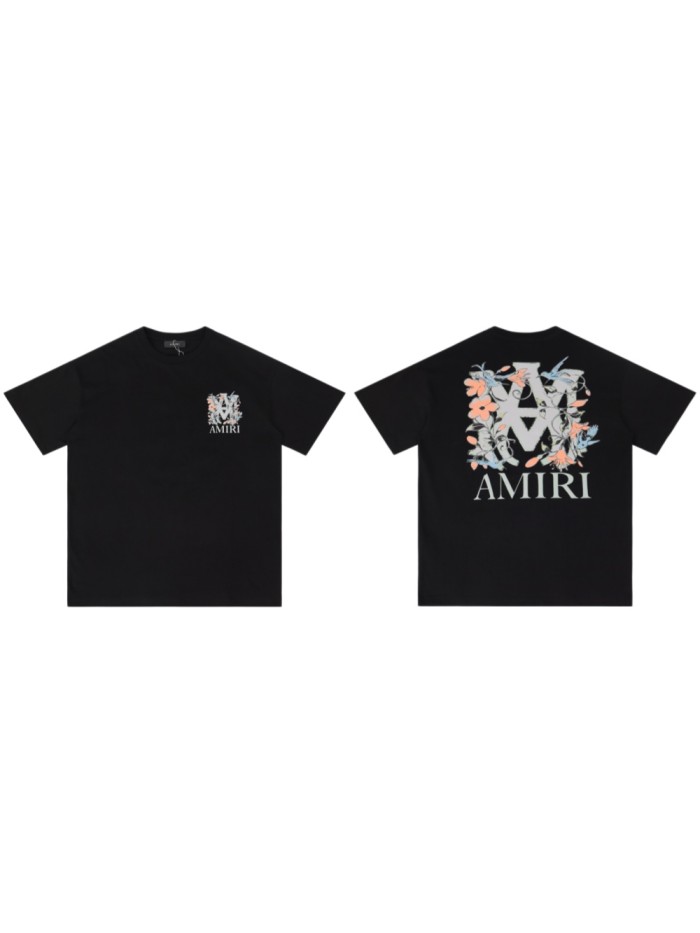 Floral Logo Print Vintage Black Oversized T-Shirt Tee 28979053