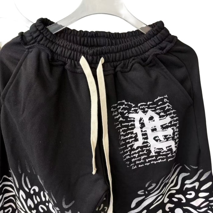 Zebra Stripe Patchwork Sweatpants Gothic Letter Print Wide Leg Pants 2 colors 28978903