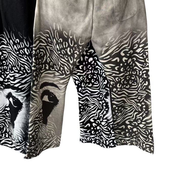 Zebra Stripe Patchwork Sweatpants Gothic Letter Print Wide Leg Pants 2 colors 28978903