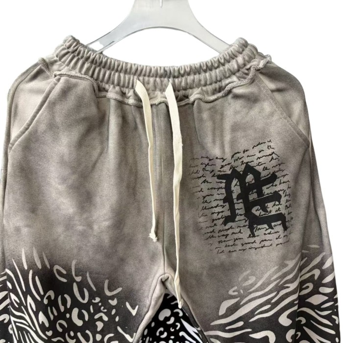 Zebra Stripe Patchwork Sweatpants Gothic Letter Print Wide Leg Pants 2 colors 28978903