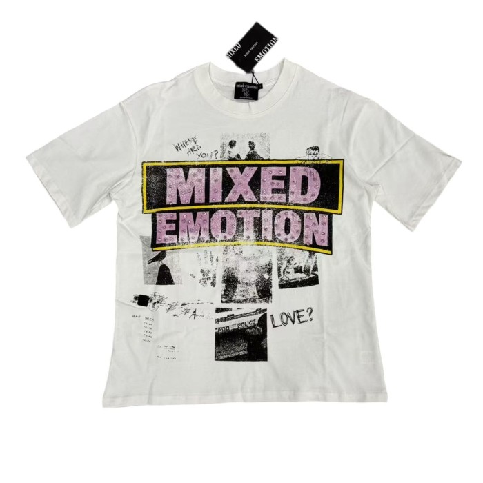 Rhinestone Collage Print T-Shirt - Letter Vintage Washed tee 28978789