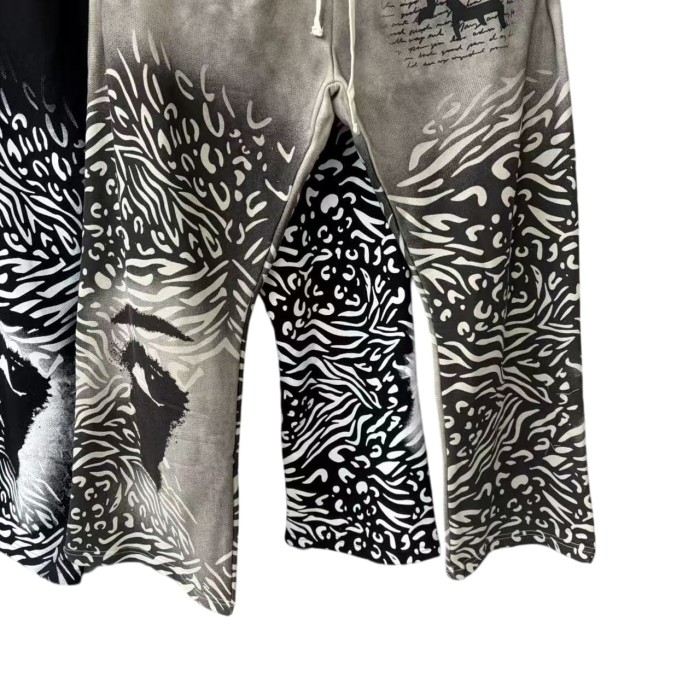 Zebra Stripe Patchwork Sweatpants Gothic Letter Print Wide Leg Pants 2 colors 28978903