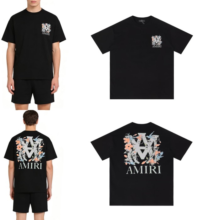 Floral Logo Print Vintage Black Oversized T-Shirt Tee 28979053