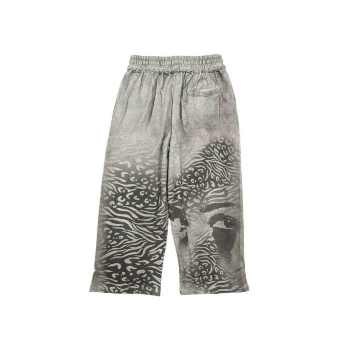 Zebra Stripe Patchwork Sweatpants Gothic Letter Print Wide Leg Pants 2 colors 28978903