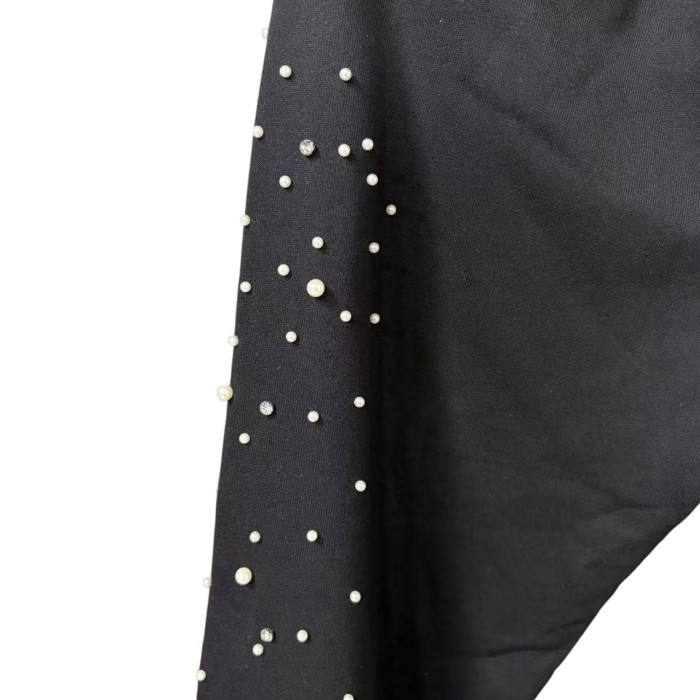 Rhinestone Gothic Letter Print Sweatpants Black Drawstring Streetwear Pants 28978896