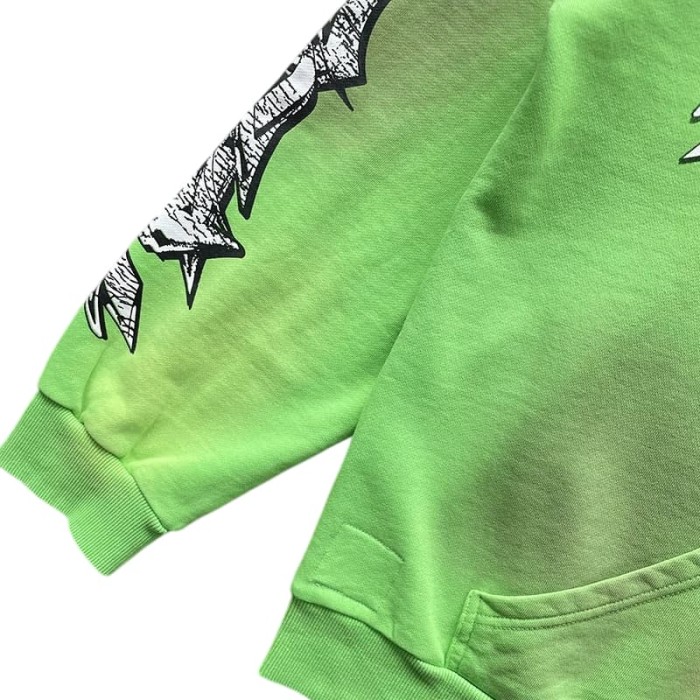 1:1 quality version Logo Graffiti Fluorescent Green Print Washed Hoodie 28996169