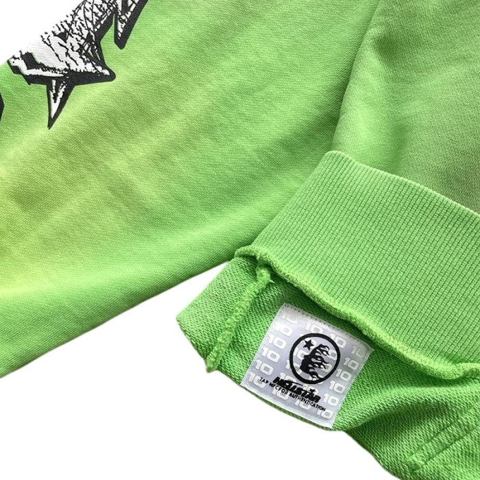 1:1 quality version Logo Graffiti Fluorescent Green Print Washed Hoodie 28996169