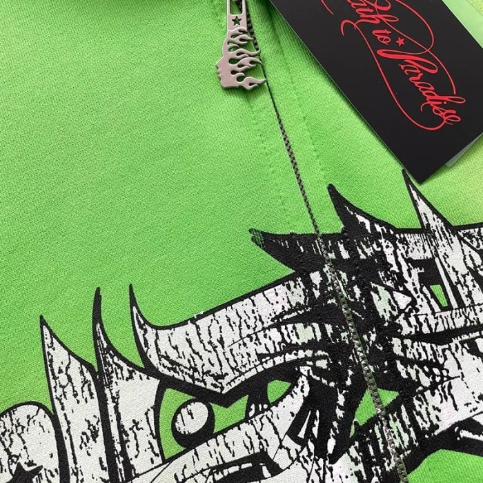 1:1 quality version Logo Graffiti Fluorescent Green Print Washed Hoodie 28996169
