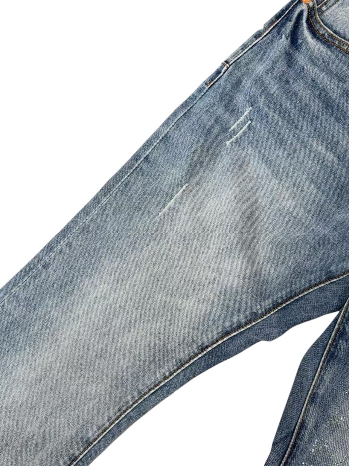 1:1 quality version Light Blue Washed Distressed Flare Jeans 28997711