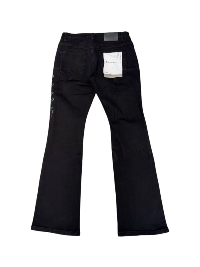 1:1 quality version Black Rhinestone Letter Flare Jeans 28997722