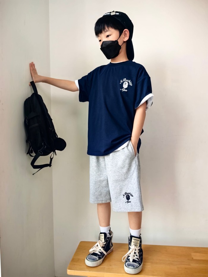 Ape Head Letter Embroidery Print T-Shirt for Kids 2 colors 29006317