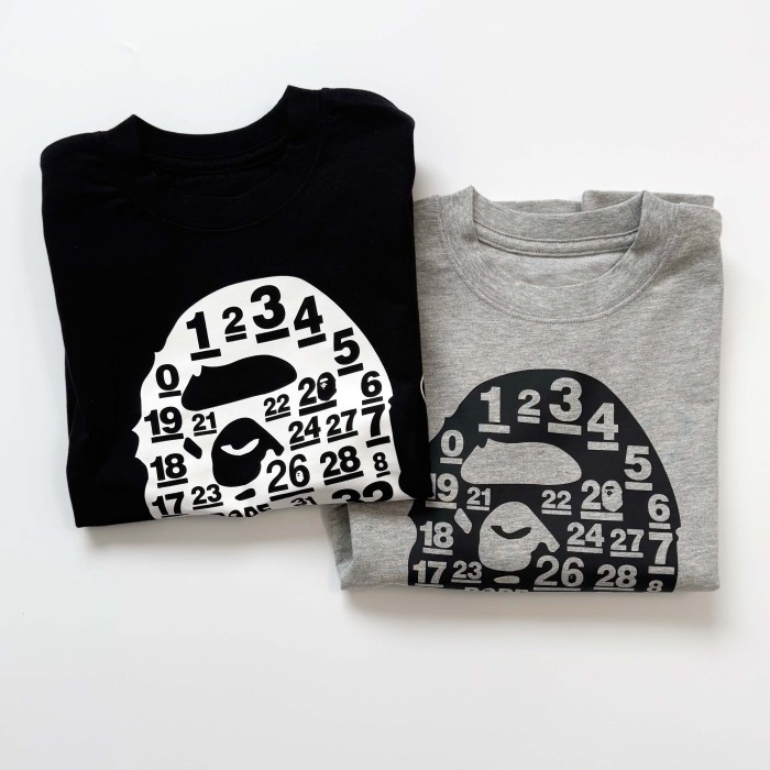 Ape Head Number & Letter Print T-Shirt for Kids 2 colors 29006361