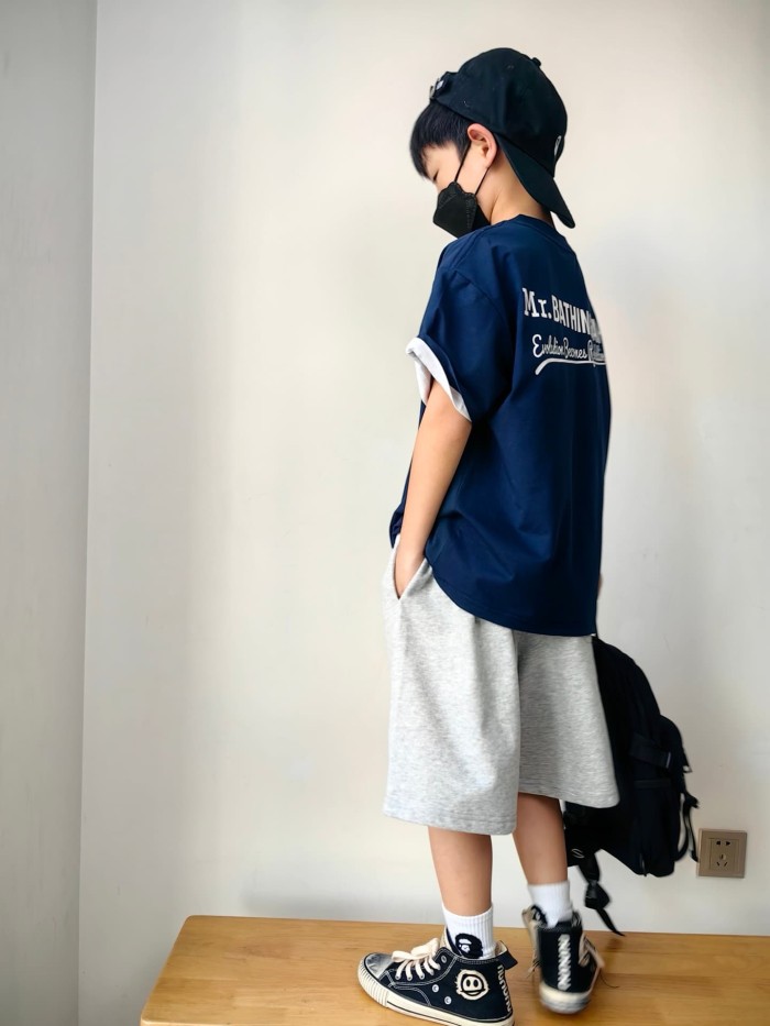 Ape Head Letter Embroidery Print T-Shirt for Kids 2 colors 29006317