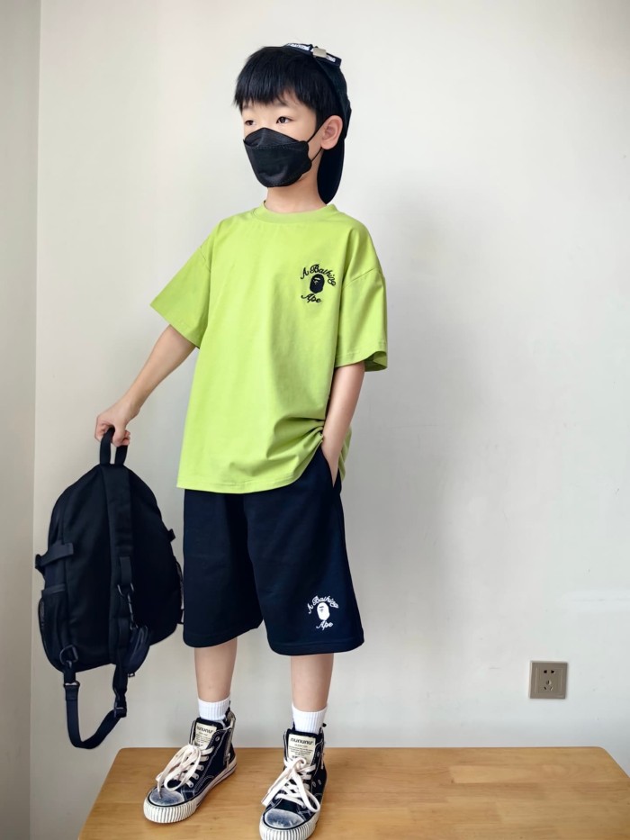 Ape Head Letter Embroidery Print T-Shirt for Kids 2 colors 29006317