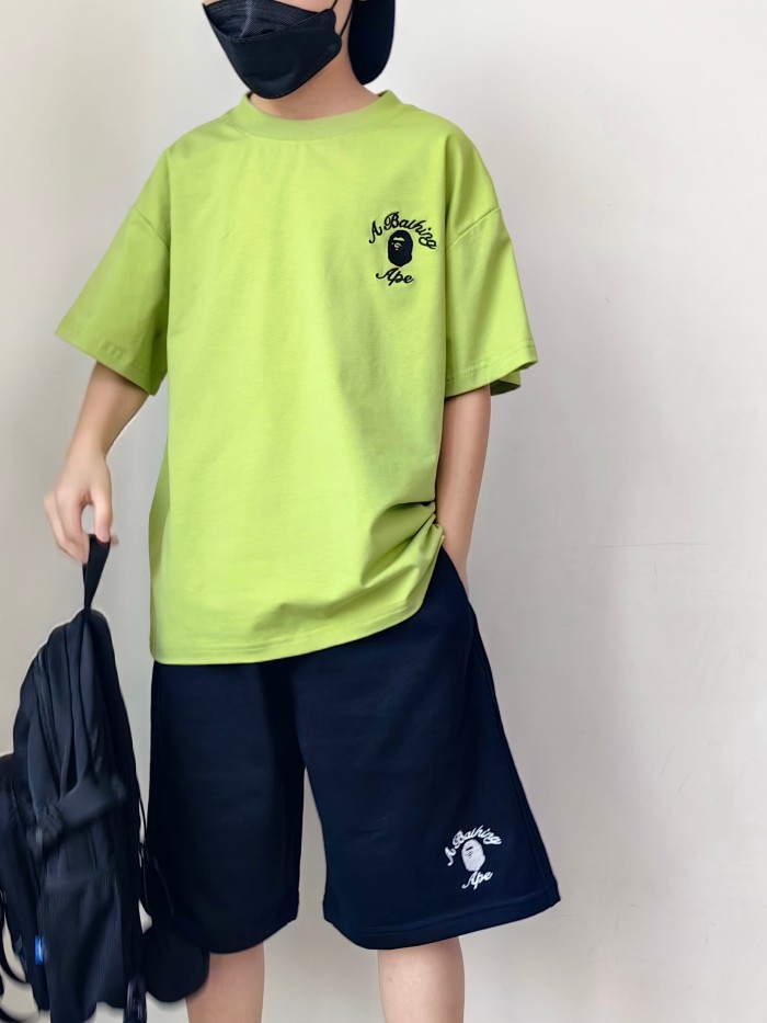 Ape Head Letter Embroidery Print T-Shirt for Kids 2 colors 29006317