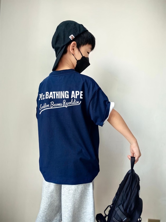 Ape Head Letter Embroidery Print T-Shirt for Kids 2 colors 29006317