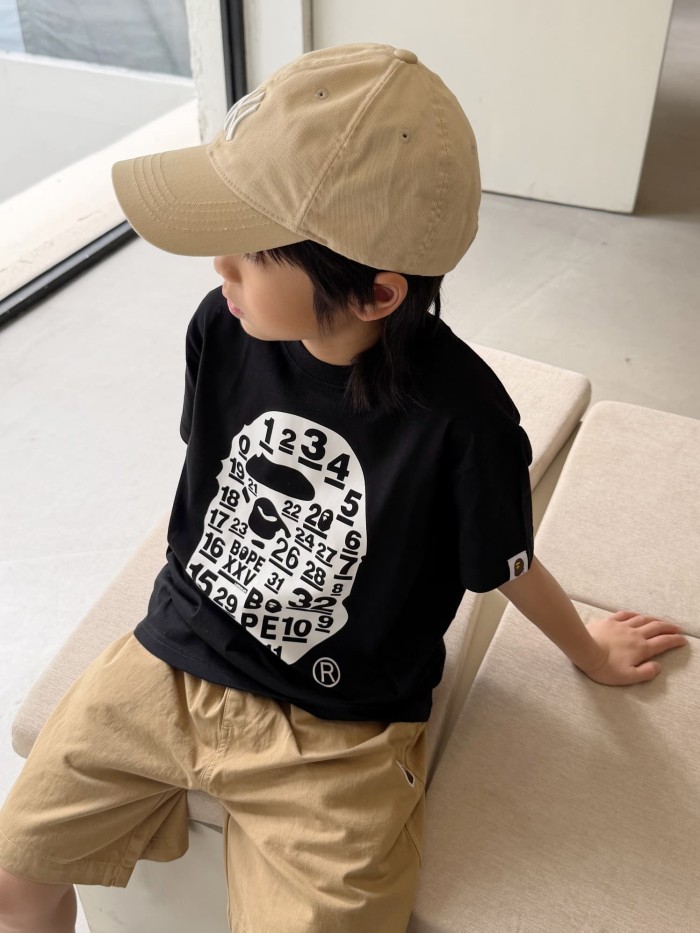 Ape Head Number & Letter Print T-Shirt for Kids 2 colors 29006361