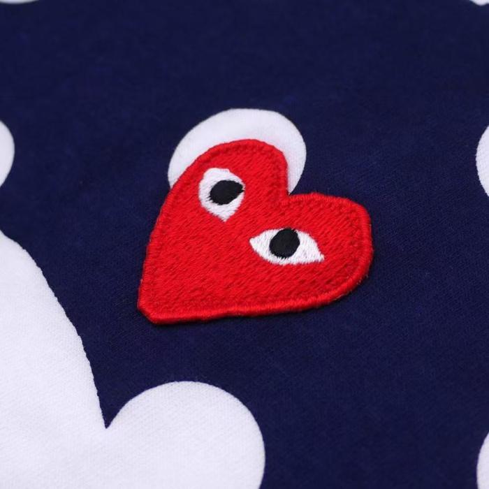 Dark Blue Polka Dot Big Heart Print Tee 29027433