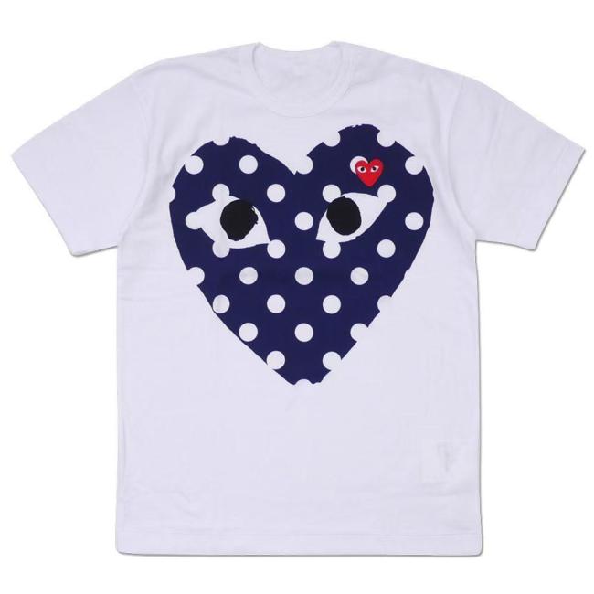 Dark Blue Polka Dot Big Heart Print Tee 29027433