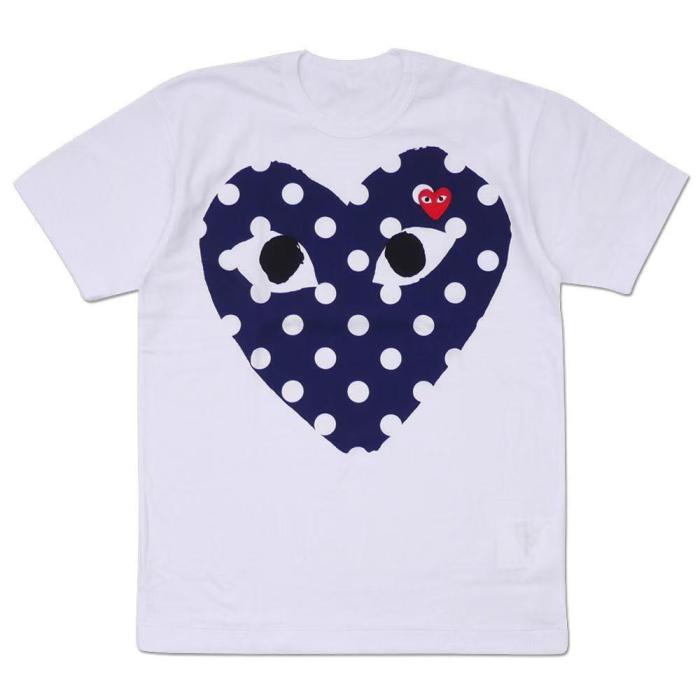 Dark Blue Polka Dot Big Heart Print Tee 29027433