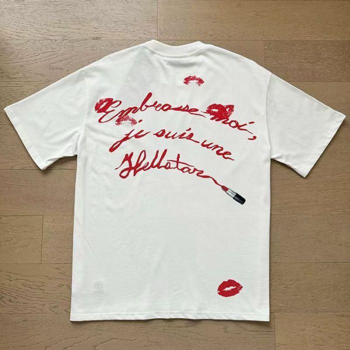Portrait Lip Print Retro Pure Cotton Short Sleeve T-Shirt Tee 29031476