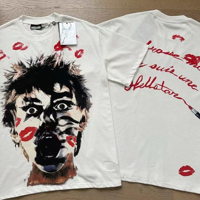 Portrait Lip Print Retro Pure Cotton Short Sleeve T-Shirt Tee 29031476