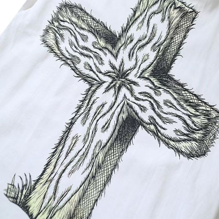 Lamb Letter Print Street Retro Oversized T-Shirt Tee 29031483