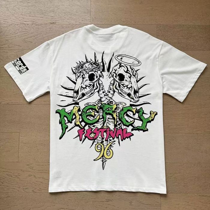 Retro Graffiti Style Cross Print Oversized Cotton T-shirt Tee 29031466