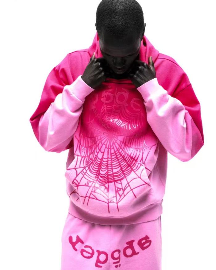 [Big & Tall for weights up to 220 lbs]1:1 quality version Red Pink Dip Dye Print Hoodie & Pants Set 29033218