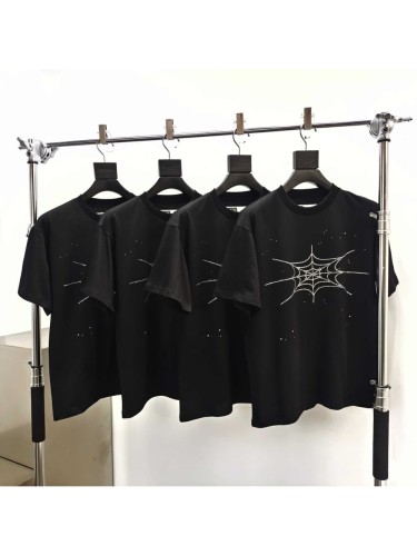 [Big & Tall for weights up to 220 lbs]1:1 quality version Cross Spider Web Rhinestone Tee 2 colors 29033212