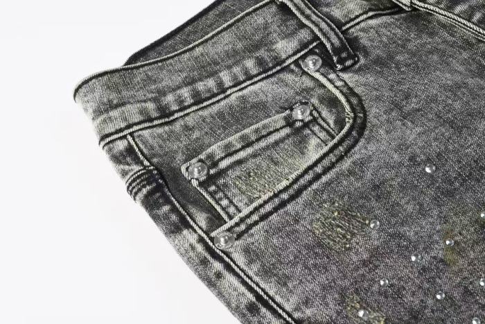 1:1 quality version Starry sky hot-fix gray and black washed ripped jeans 29032794