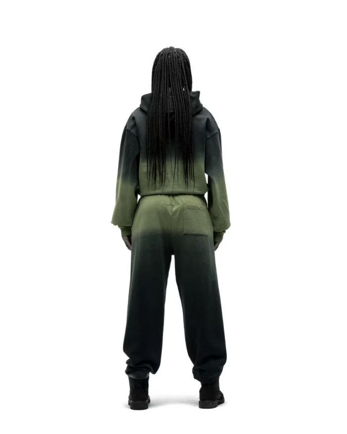 [Big & Tall for weights up to 220 lbs]1:1 quality version Black Green Dip Dye Print Hoodie & Pants Set 29033216