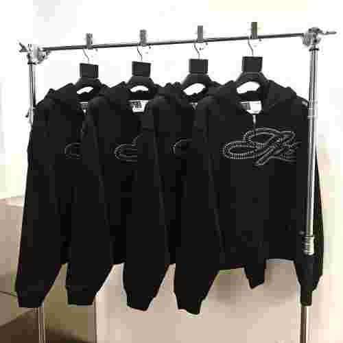 [Big & Tall for weights up to 220 lbs]1:1 quality version 3D Letter Rhinestone Zipper Hoodie & Pants Set 29033219