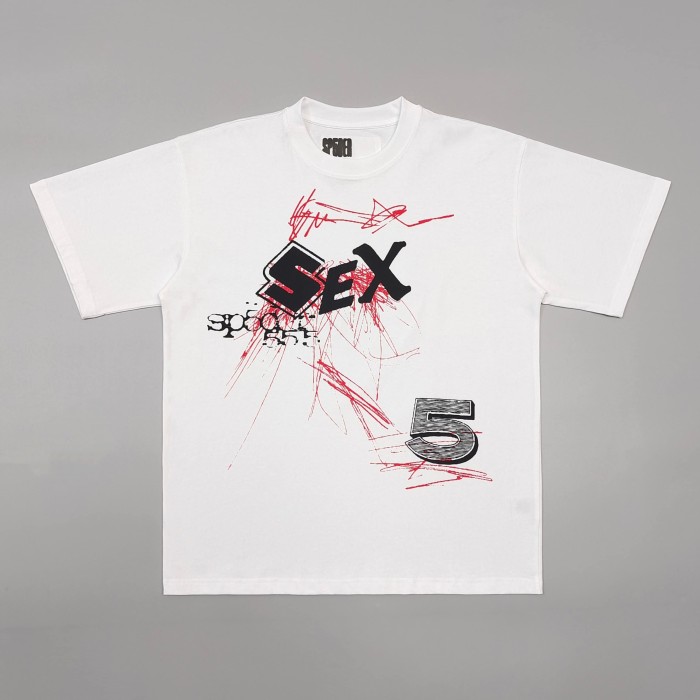 [Big & Tall for weights up to 220 lbs]1:1 quality version Line Graffiti Black SEX Print Tee 29033213