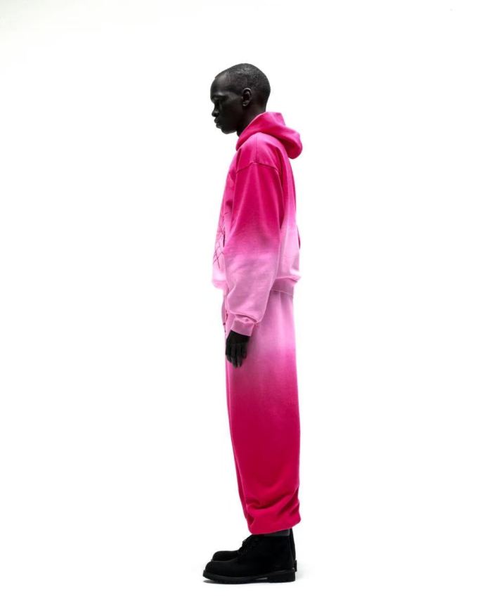 [Big & Tall for weights up to 220 lbs]1:1 quality version Red Pink Dip Dye Print Hoodie & Pants Set 29033218
