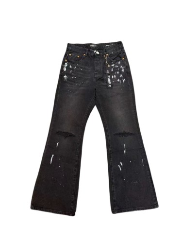 1:1 quality version  high street style black and grey vintage-style  jeans 29032878