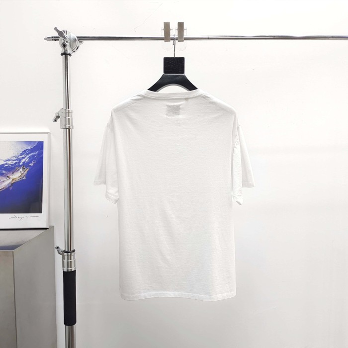 [Big & Tall for weights up to 220 lbs]1:1 quality version Flocked French Text White Print Tee 29033206