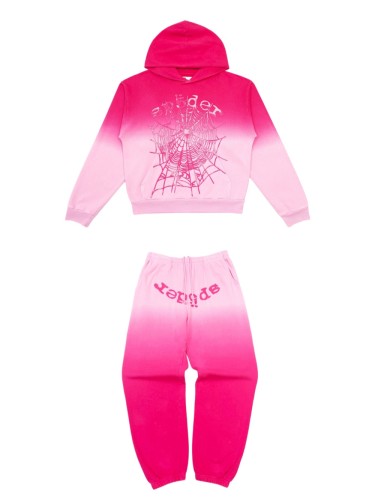 [Big & Tall for weights up to 220 lbs]1:1 quality version Red Pink Dip Dye Print Hoodie & Pants Set 29033218