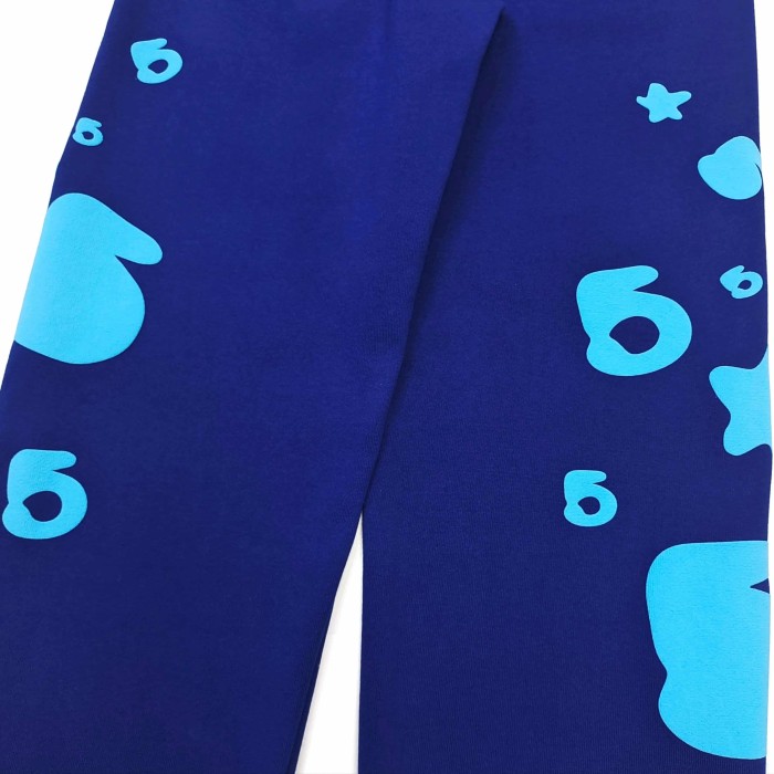 [Big & Tall for weights up to 220 lbs]1:1 quality version Sky Blue Star Dark Blue Print Hoodie & Pants Set 29033215