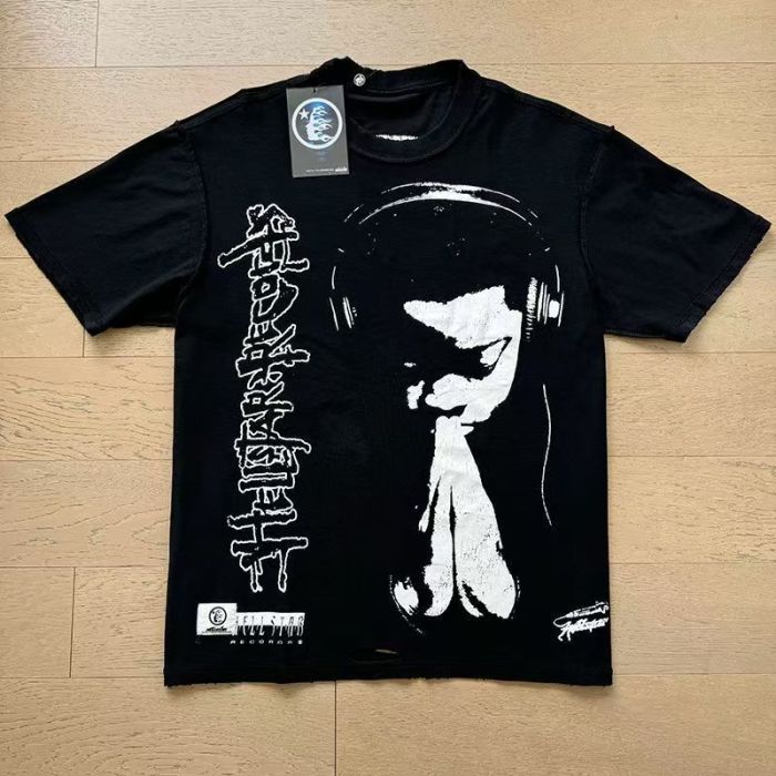Letter Print Double-Sided Retro High Street T-shirt 2 colors 29033337