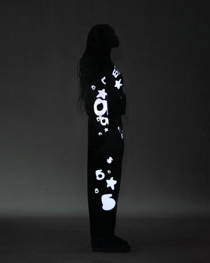 [Big & Tall for weights up to 220 lbs]1:1 quality version Reflective Big Star Print Hoodie & Pants Set 29033214